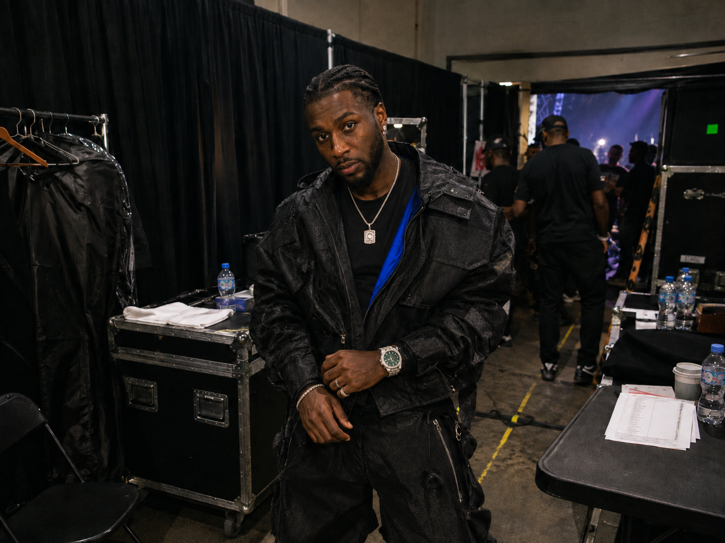 Artist backstage before a live performance